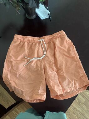 Men's Peach Swim Trunks with Drawstring